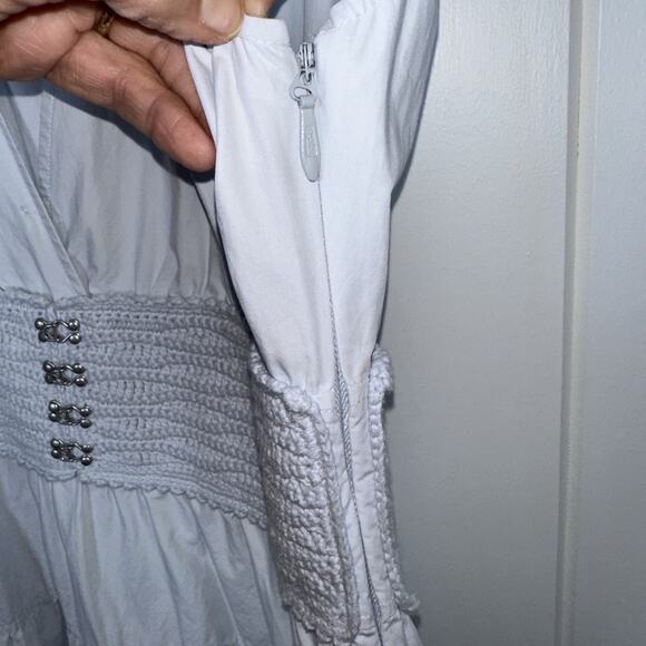 Derek Lam Collective Dress Size 46 Light Blue Tiered 100% Cotton Poplin See Pics - Picture 13 of 13